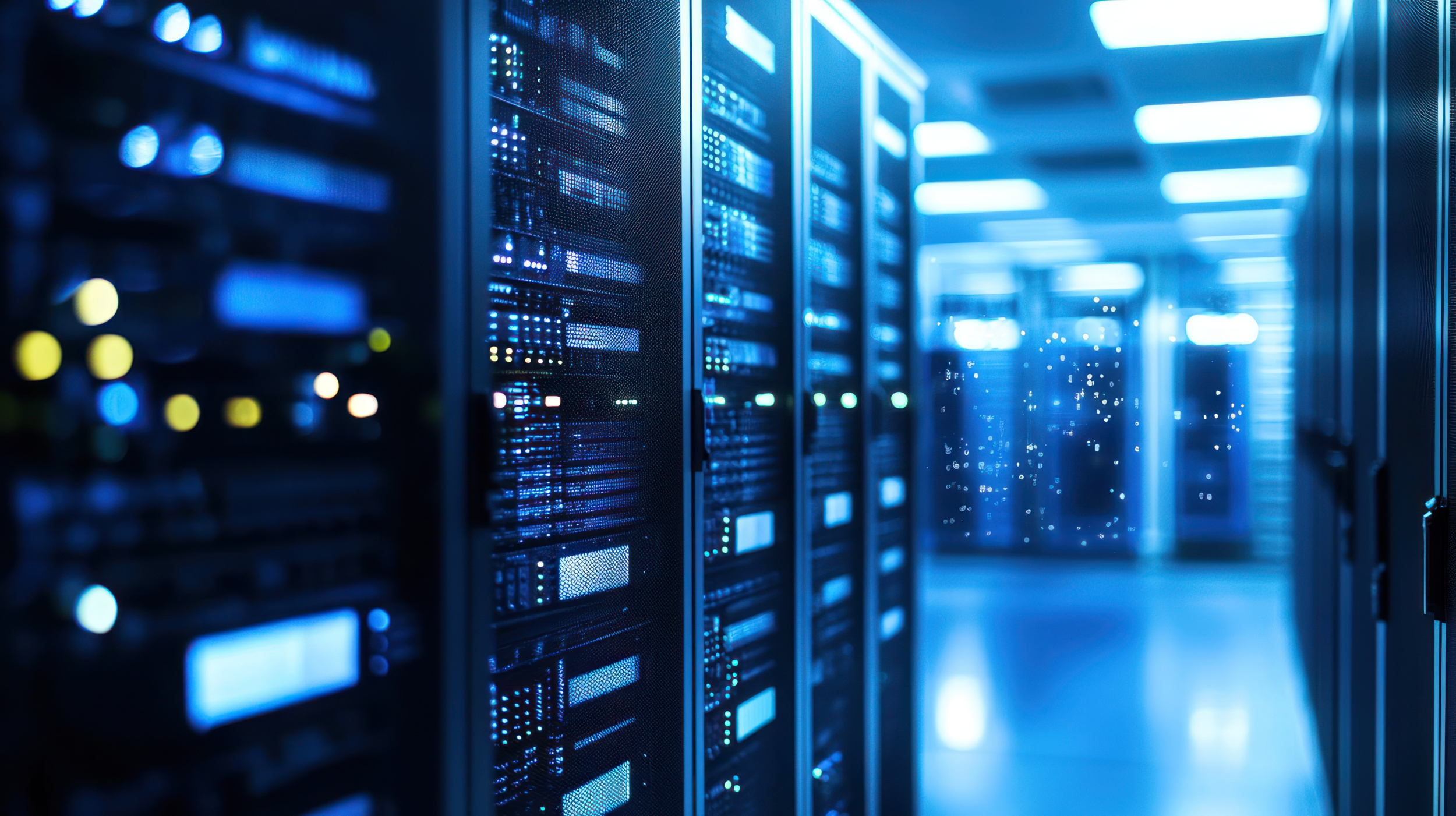 Serverraum mit kleinen Lichtern